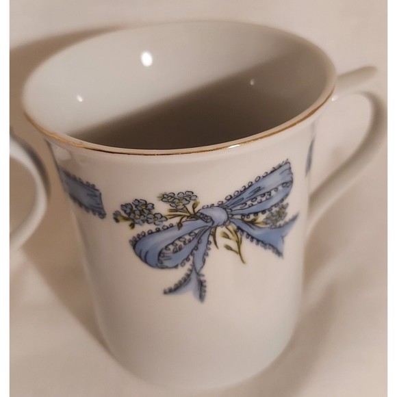 2 Forget Me Nots And Ribbons by Mary Mugg Coffee Tea Cup Mug Vintage Enesco 1980 - Picture 5 of 14
